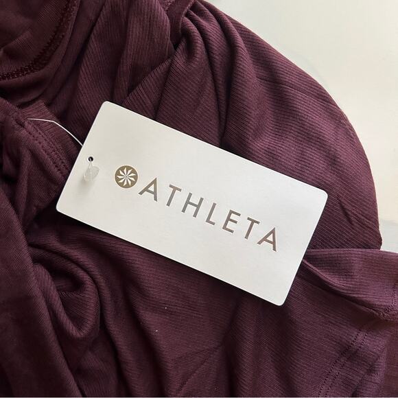 Athleta Maroon “Ease In Rib Tank” Racerback Breathable Workout Top Size Medium - Picture 15 of 16